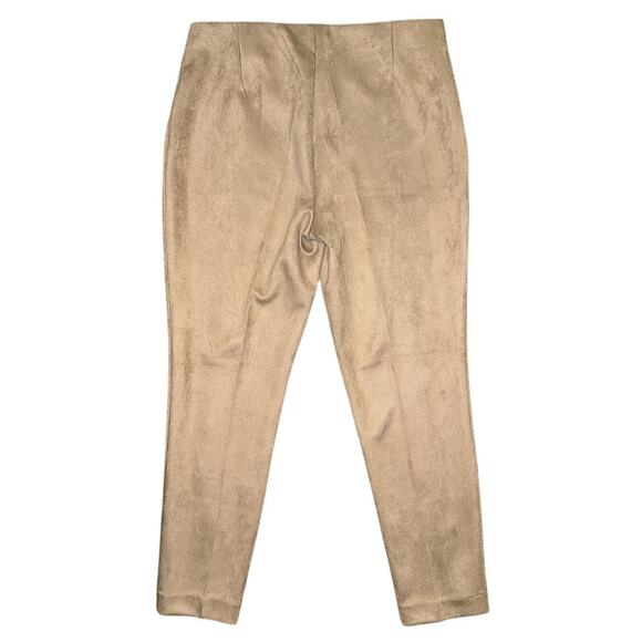 NWT Anne Klein Faux-Suede Pull-On Stretch Light Coffee (Tan) Ankle Pants Large - Picture 5 of 8